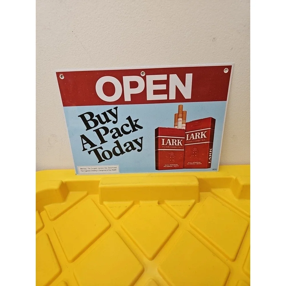 Lark Cigarette Open-Closed Display‎ Sign 7x10 Rare Find